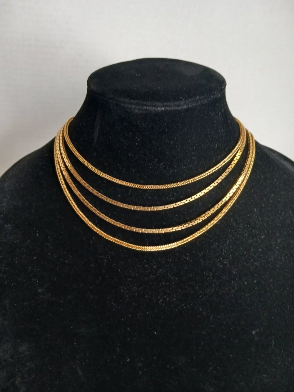 Vintage Monet Y2K Gold Tone Layered Choker Statement Necklace